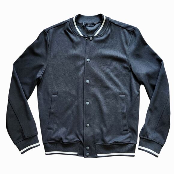 Zara men's bomber jacket black button front size M - Picture 1 of 9